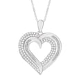 thumbnail image 1 of 1/2 cttw Baguette and Round Moissanite Heart Pendant Necklace for Women Lab Created Diamond D Color VVS1 18k White Gold Plated Sterling Silver, 1 of 5