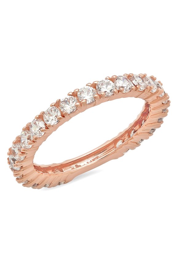 1.2 ctw Wedding Band for Women - 14K Rose Gold Moissanite Stackable Eternity Ring