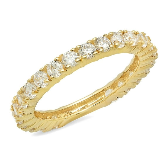 1.2 ctw Wedding Band for Women - 14K Yellow Gold Moissanite Stackable Eternity Ring