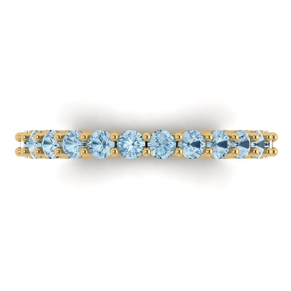 1.2 ctw Wedding Band for Women - 14K Yellow Gold Natural Swiss Blue Topaz Stackable Eternity Ring