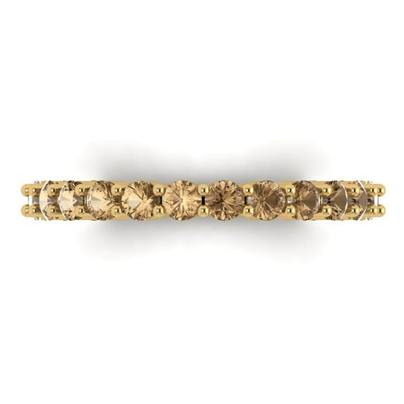 1.2 ctw Wedding Band for Women - 14K Yellow Gold Simulated Champagne Diamond Stackable Eternity Ring