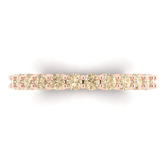 1.2 ctw Wedding Band for Women - 18K Rose Gold Natural Morganite Stackable Eternity Ring