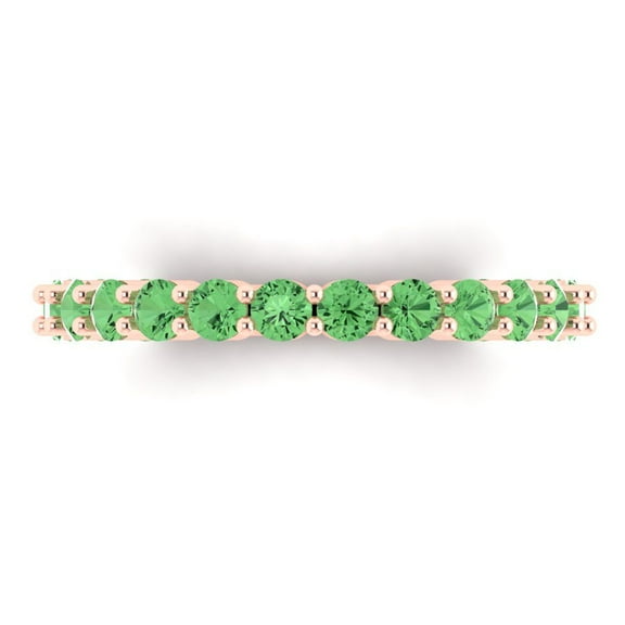1.2 ctw Wedding Band for Women - 18K Rose Gold Simulated Green Diamond Stackable Eternity Ring