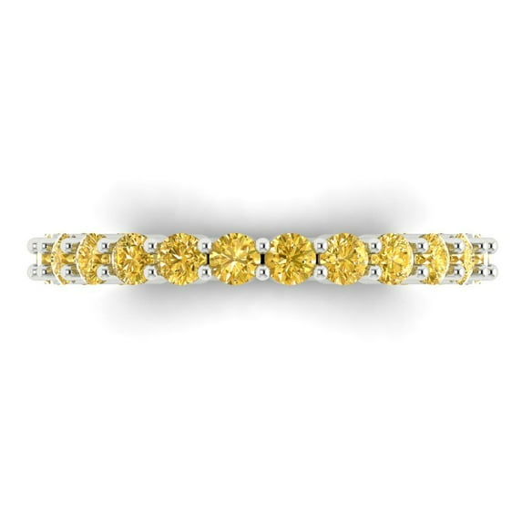 1.2 ctw Wedding Band for Women - 18K White Gold Natural Citrine Stackable Eternity Ring