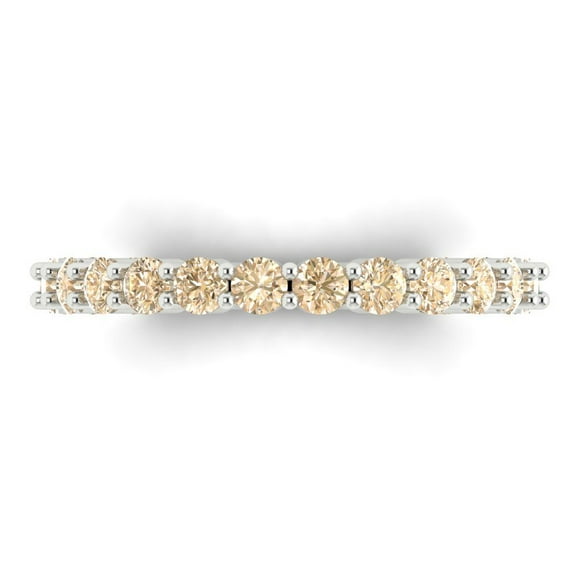1.2 ctw Wedding Band for Women - 18K White Gold Natural Morganite Stackable Eternity Ring