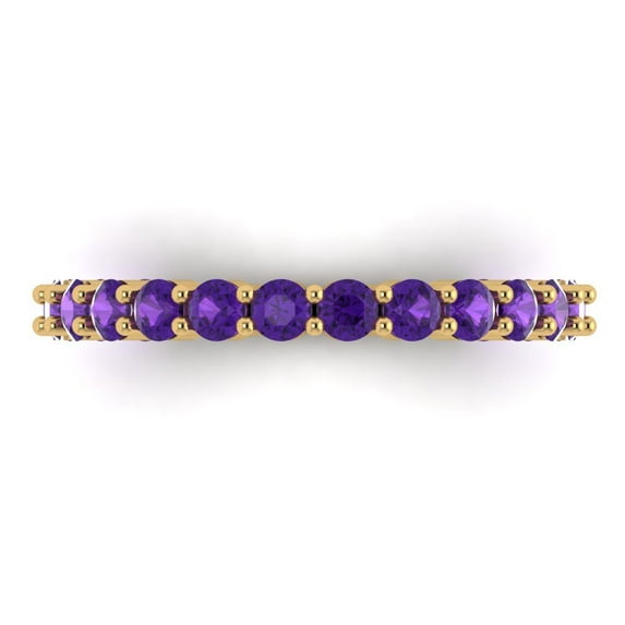 1.2 ctw Wedding Band for Women - 18K Yellow Gold Natural Amethyst Stackable Eternity Ring