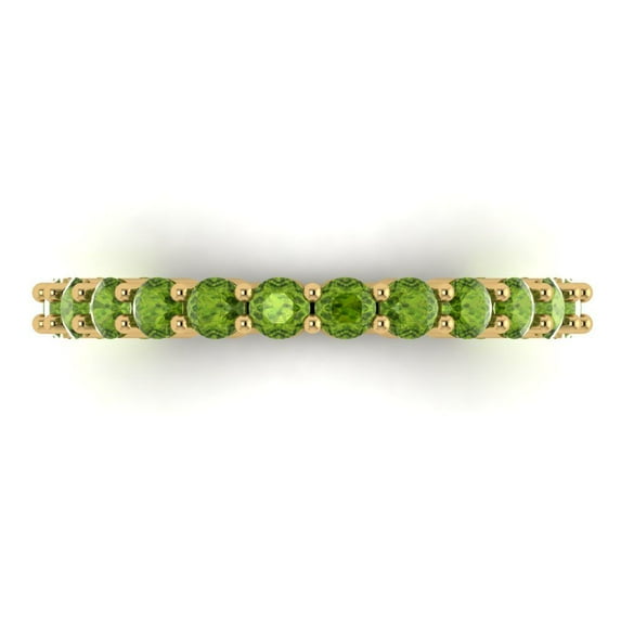 1.2 ctw Wedding Band for Women - 18K Yellow Gold Natural Peridot Stackable Eternity Ring