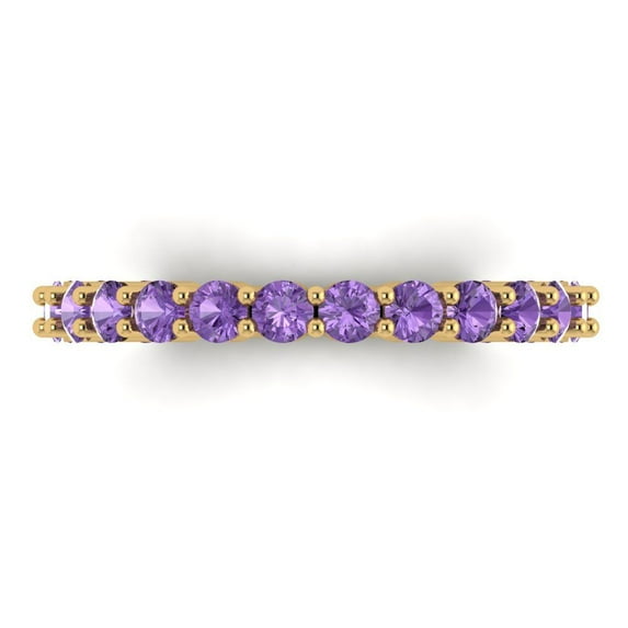 1.2 ctw Wedding Band for Women - 18K Yellow Gold Simulated Alexandrite Stackable Eternity Ring