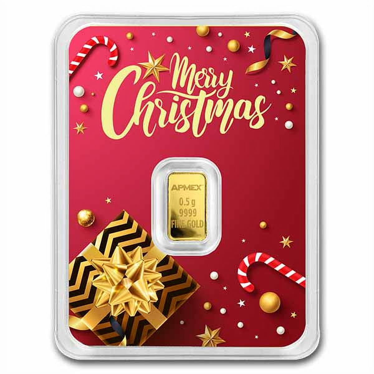 APMEX 1/2 gram Fine Gold Bar with Elegant Christmas Card in Tamper ...