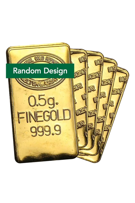 1/2 gram Gold Bar - Random Design - Lot of 5