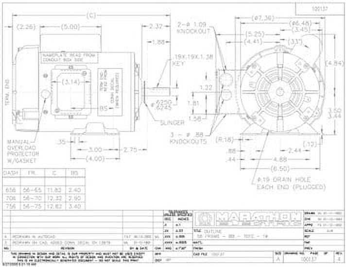 1/2 hp 1725 RPM 56 Frame TEFC (Farm Duty)115/208-230 volts Marathon Electric Motor # F102