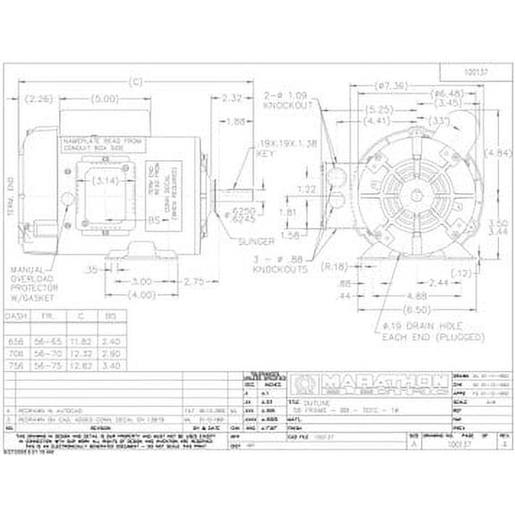 1/2 hp 1725 RPM 56 Frame TEFC (Farm Duty)115/208-230 volts Marathon Electric Motor # F102