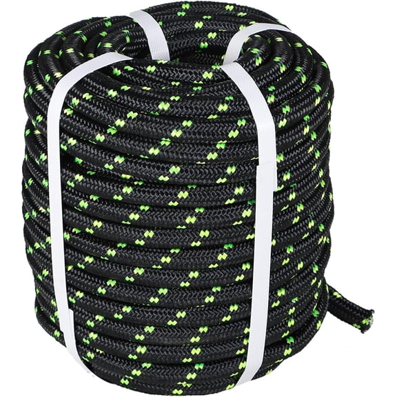 1/2 in 100 FT Black Double Braided Rope Polyester Rope Heavy Duty for Tree Work Suitable for Outdoor Use