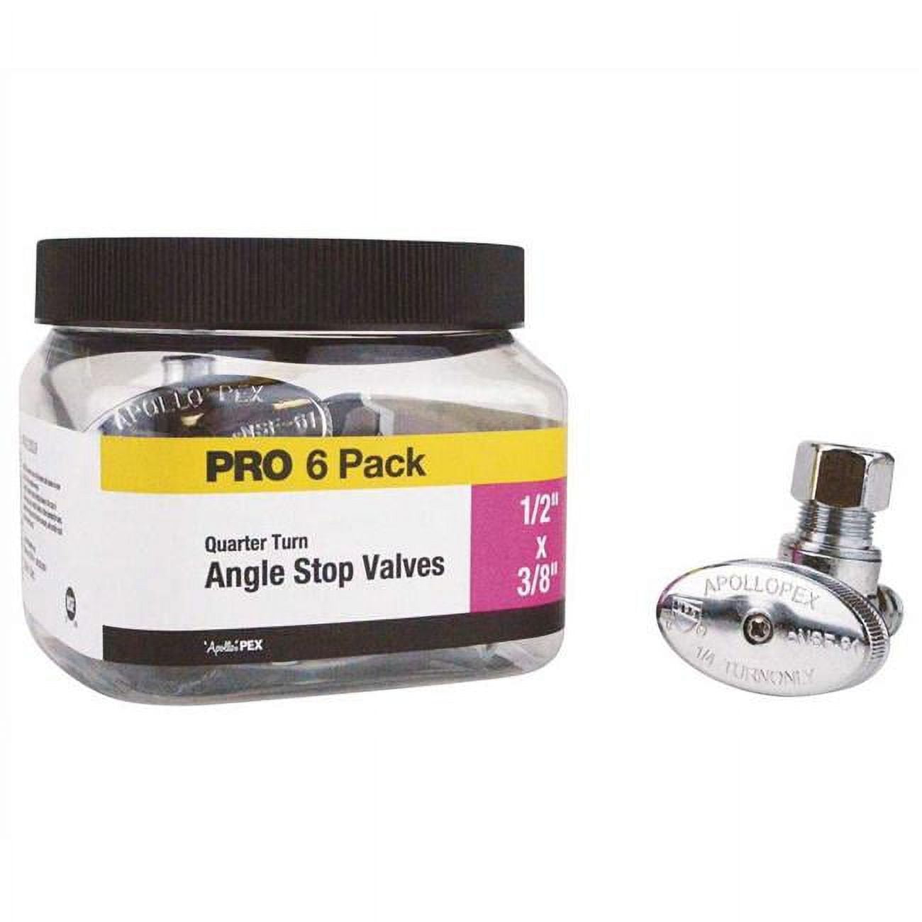 1/2 in. Chrome-Plated Brass PEX Barb x 3/8 in. Compression Angle Stop Valve Pro Pack