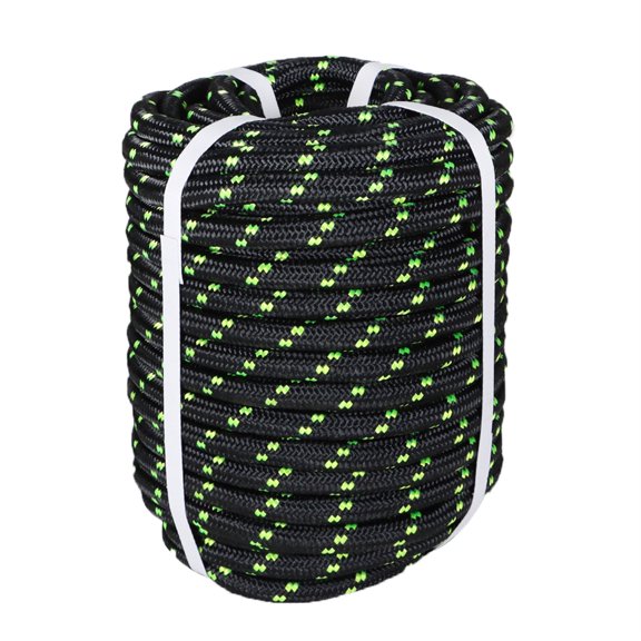1/2 in Polyester Rope 150 FT Nylon Pulling Rope Arborist Rigging Rope Sailing Rope for Camping Swings Arborist Gardening Marine Black