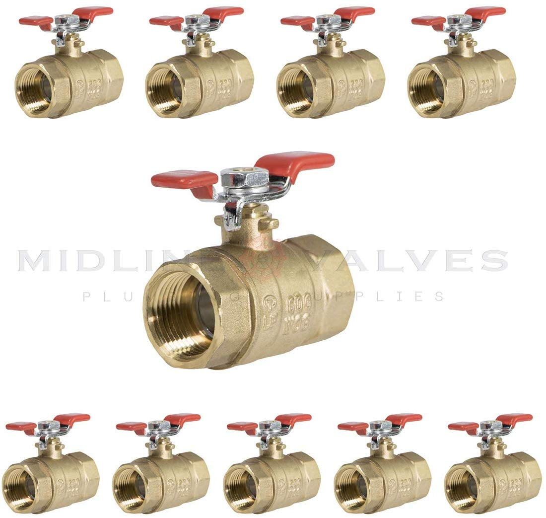 1/2 in. SWT x 1/2 in. SWT Premium Brass Full Port Ball Valve with T-Handle (10 Pack)