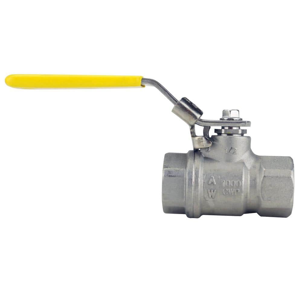 1/2 in. Stainless Steel FNPT x FNPT FullPort Ball Valve with Latch