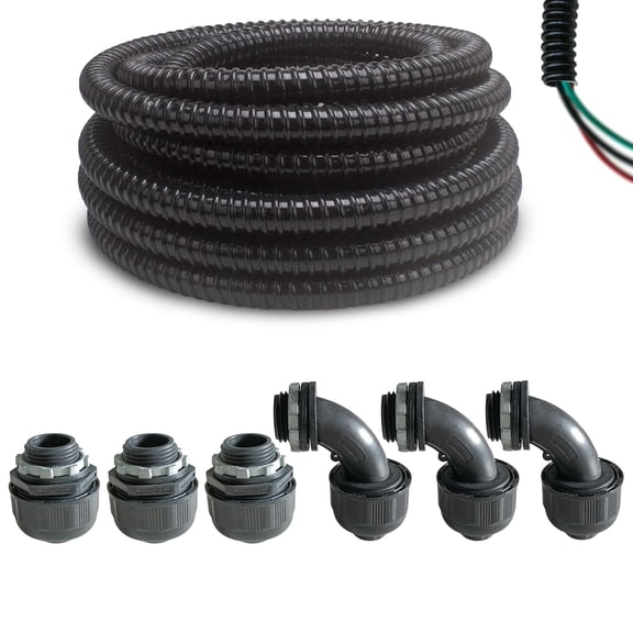 1/2 inch-25ft-Kit Black Extra Flexible PVC Electrical Conduit Kit