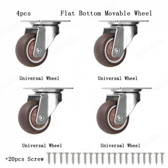 1-2 inch Casters Set of 4 Rubber Small Caster Wheels for Heavy Duty ...
