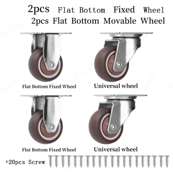 1-2 inch Casters Set of 4 Rubber Small Caster Wheels for Heavy Duty Furniture Cabinets Mini Castors No Noise Smooth Swivel Wheel