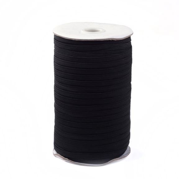 1/2 inch Flat Elastic Rope Cord Heavy Stretch Knit Elastic with Spool Black 12mm 100yards/roll(300 feet/roll)