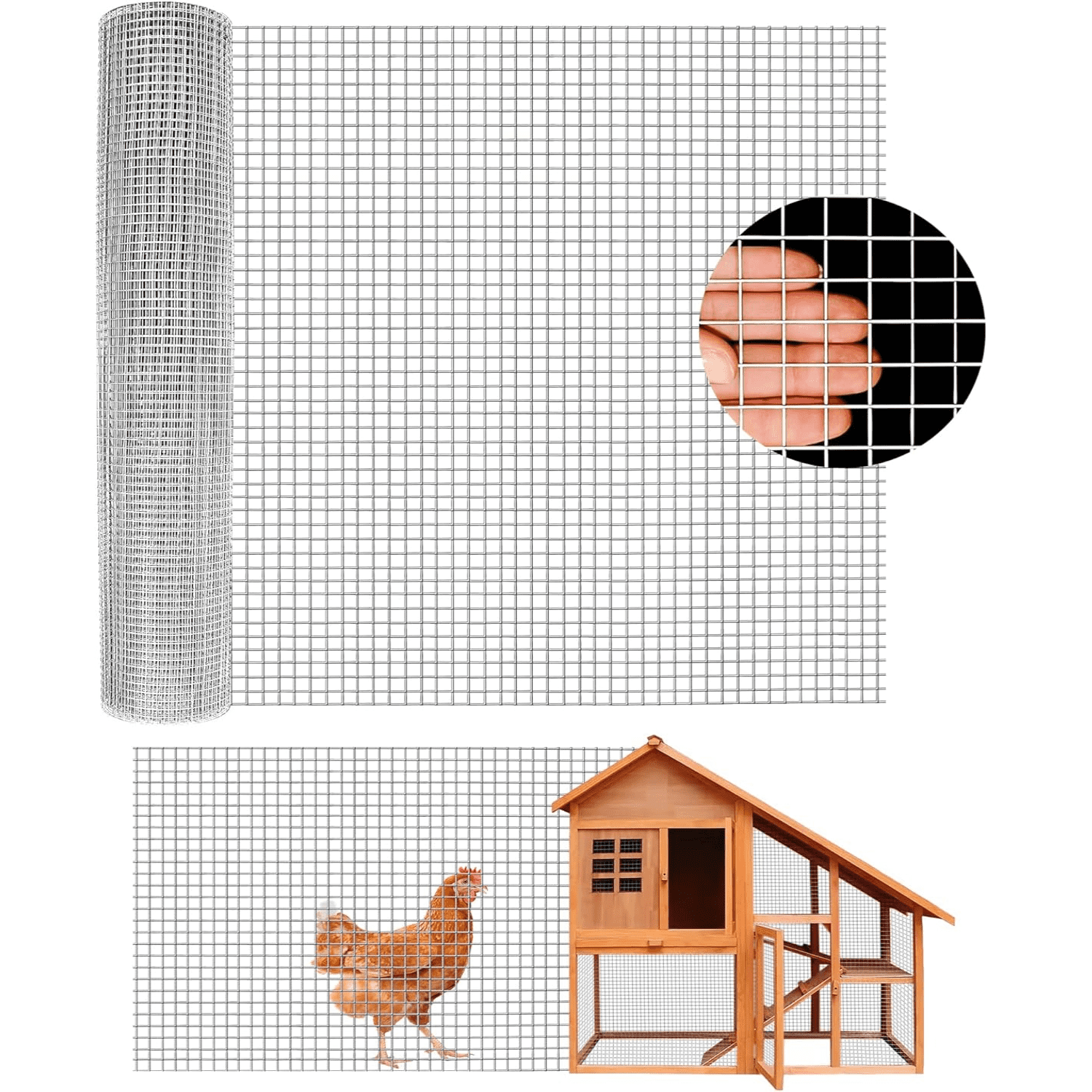 1/2 inch Hardware Cloth - Hot-Dip Galvanized After Welding Wire Mesh Roll  Chicken Fence, Rabbit Guard, Tree Protection Heavy Duty Metal Screen