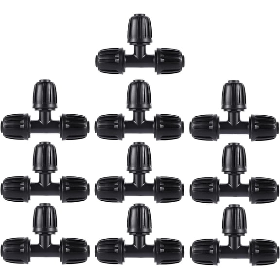 1/2 inch Irrigation Fittings Tee Connectors For (1/2" ID x0.6-0.63" OD) 16mm Drip Tubing Barbed Connectors-10 Pcs/pack