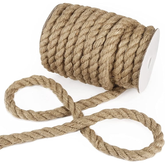 1/2 inch Jute Rope, 33 Feet 14mm Thick Twine Rope for Crafting, Gardening, Home Decor, Farmhouse Decor, Cat Scratching Post