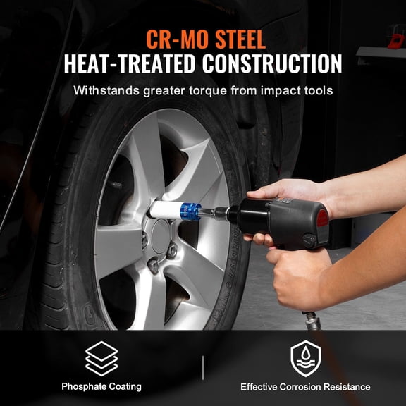 1/2 inch Lug Nut Impact Socket Set, 7 Total Lug Nut Sizes 17/19/21/22/23/24/27mm, 1/2 inch Drive Metric 6-Point Deep Socket Set, Stronger grip, better control, and more efficient repair workflow