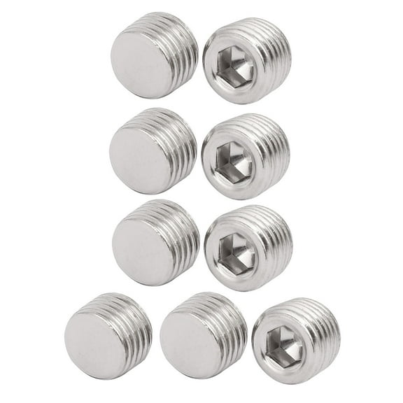 1/2 inch Male Thread 9mm Height Hex Socket Flat Point Grub Screws 9Pcs