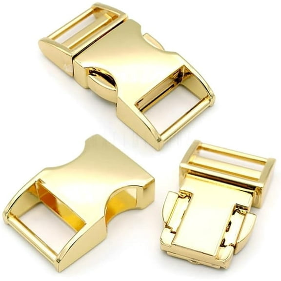 1/2 inch Metal Curved Side Release Buckle Clip Lock for Belt Paracord Bracelet Pet Collar Pack of 5 (Gold)