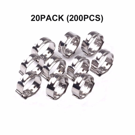 1/2" inch PEX 304 Stainless Steel Clamp Cinch Rings Crimp Pinch Fitting 200PCS