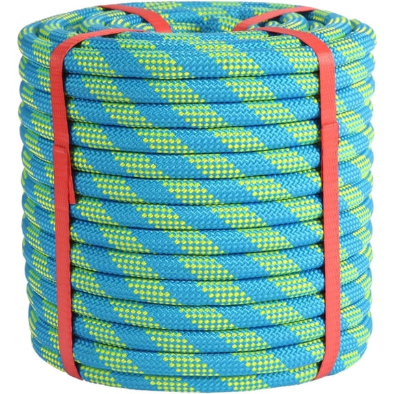 1/2 inch x 150ft Arborist Tree Climbing Rope - 48 Strand Polyester Static Bull Rope, 9000lb Breaking Strength - Heavy Duty Utility Line for Swing Pulling, Outdoor, Marine Use - ASTM F2116 Certified