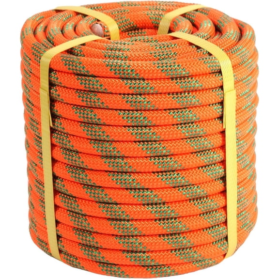 1/2 inch x 150ft Arborist Tree Climbing Rope - 48 Strand Polyester Static Bull Rope, 9000lb Breaking Strength - Heavy Duty Utility Line for Swing Pulling, Outdoor, Marine Use - ASTM F2116 Certified