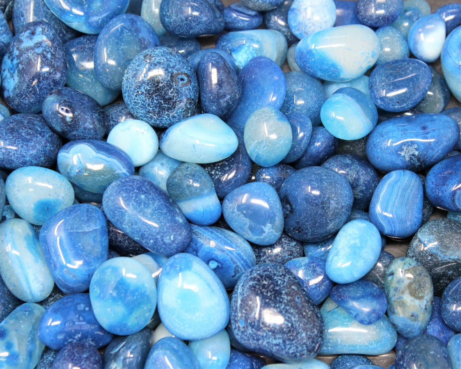 1/2 lb Bulk Lot Blue Onyx Tumble Stone Crystal Healing Gemstone Reiki (8 oz)