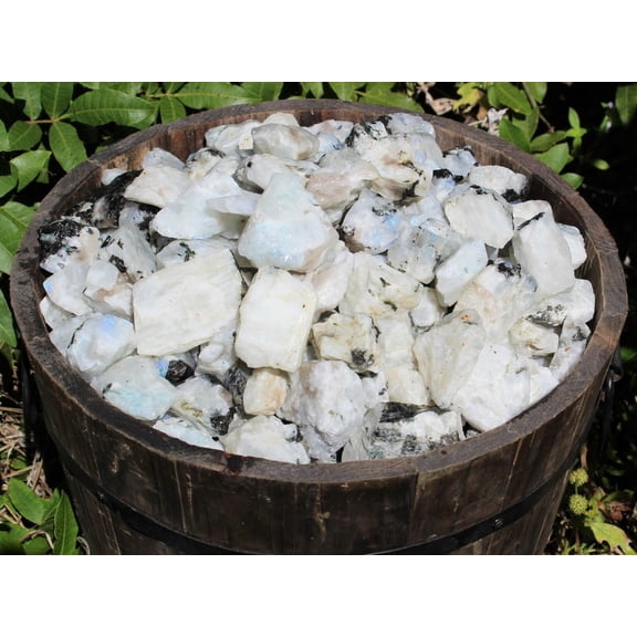1/2 lb Bulk Lot Natural Rough Rainbow Moonstone Crystals (Raw Reiki Rocks 8 oz)
