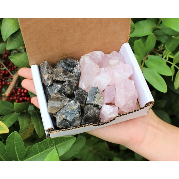 1/2 lb Natural Rough Smoky & Rose Quartz Mixed Bulk Wholesale Lot 8 oz