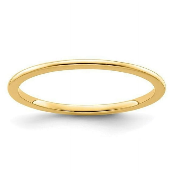 1.2 mm 10K Gold Half Round Stackable Band Ring, Yellow - Size 5.5