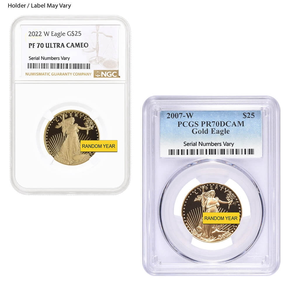1/2 oz $25 Proof Gold American Eagle NGC/PCGS PF 70 (Random Year)