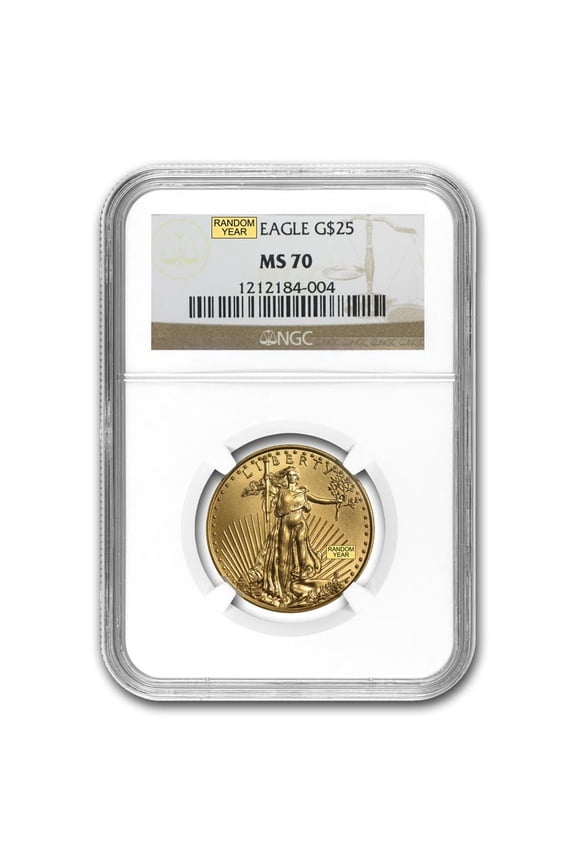 1/2 oz American Gold Eagle MS-70 NGC (Random Year)