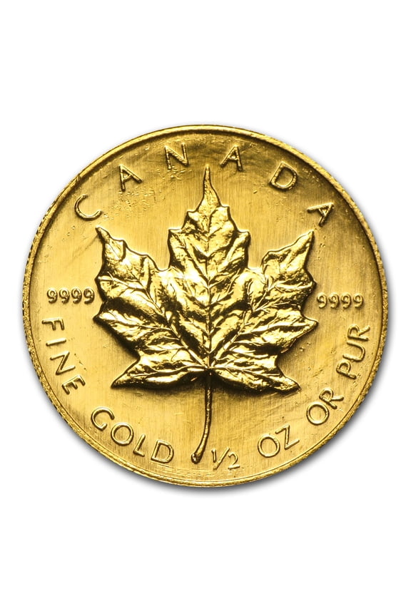 1/2 oz Gold Canadian Maple Leaf (Random Year, lightly scratched)