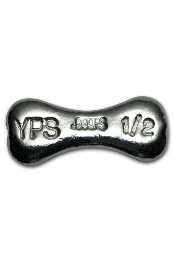 1/2 oz Hand Poured Silver Dog Bone