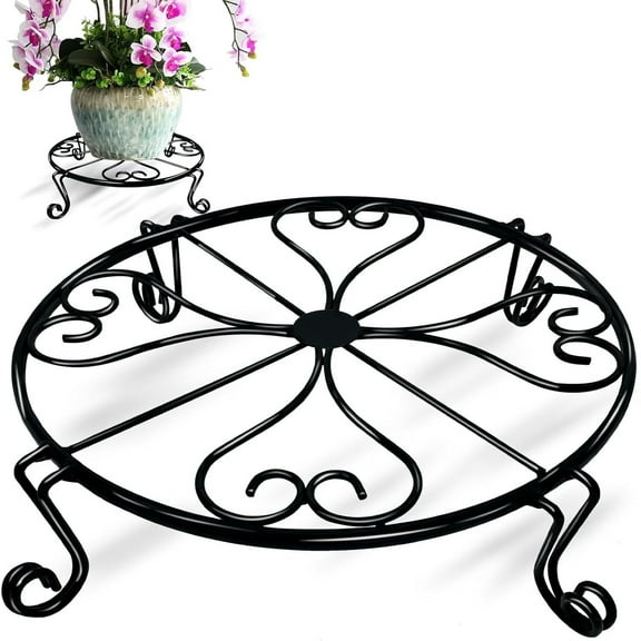 1/2 pack 12" Metal Plant Stand Outdoor, for Flower Pot Heavy Duty Potted Holder Round Wrought Rustproof Iron Planter Stand, plant Stands Indoor Clearance and Outdoor patio - 12 Inches Black