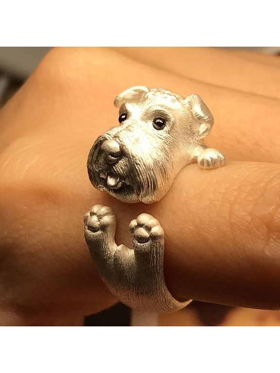 1/2 pieces cute cartoon puppy ring with adjustable opening small animal ring, exquisite holiday gift for girlfriend,Gold