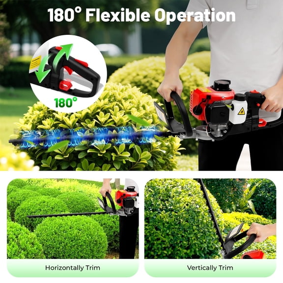 1* 2-stroke Garden Hedge Trimmer Garden Hedgetrimmer Petrol Brush Cutter Air-cooled, 22. 5 cc Cylinder Capacity, 9000 r/min, Suitable for Pruning Branches Less Than 0. 39-inch in Diameter, Black