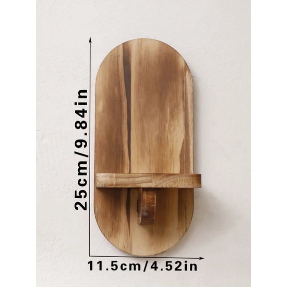 1/2-tier Wooden Shelves Oval Charcoal Color Floating Wall Shelf Display Stand Boho Home Decor Ledge Storage Rack for Living Room
