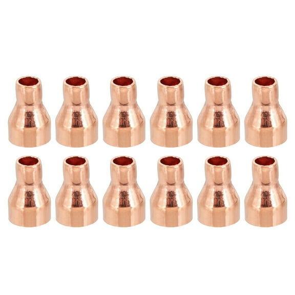 1/2" to 1/4" ID Copper Reducer 12pcs Pure Copper Reducing Coupling Fitting Pipe Tube Connector Adapter