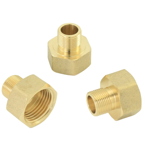 1/2" to 3/8" Brass Compression Reducer Adapter, 3/8" Male to 1/2" Female Water Supply Pipe Fitting for RV Kitchen Water Line, 3 PCS