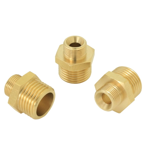 1/2" to 3/8" Brass Compression Reducer Adapter, 3/8" Male to 1/2" Water Supply Pipe Fitting for RV Kitchen Water Lines, 3 PCS