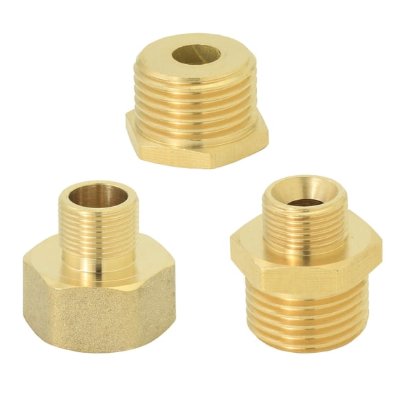 1/2" to 3/8" Brass Compression Reducer Adapter, 3/8" to 1/2" Water Supply Pipe Fitting for RV Kitchen Water Line, 3 PCS